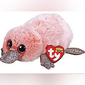 Ty Beanie Boos Wilma Platypus 6" Plush Toy Pink Gold Glitter Eyes Mint Tags NWT